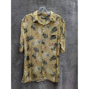 Tropical Button Down Shirt Mens Medium Hawaiian Aloha Short Sleeve Floral Casual